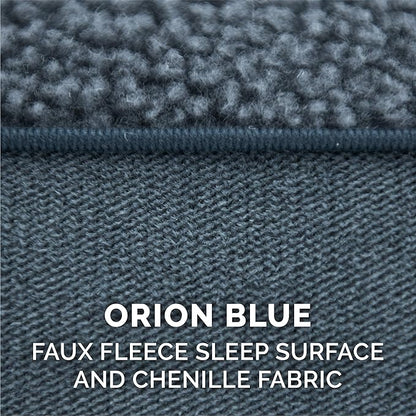 Furhaven Pillow Dog Bed for Medium/Small Dogs w/ Removable Bolsters & Washable Cover - Sherpa & Chenille Sofa - Orion Blue, Medium