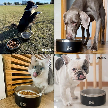 EVELANDO® Premium Dog Food Bowl 32 oz Stainless Steel 4 Cups Small Medium Dog Bowls Non Slip & BPA-Free S M L Pet Water Bowl Platos para Perros Indoor Outdoor Pet Dish Feeder Water and Food Dish