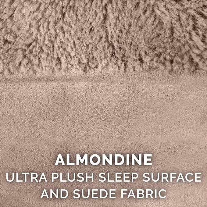 Furhaven Cooling Gel Dog Bed for Large Dogs w/ Removable Bolsters & Washable Cover, For Dogs Up to 125 lbs - Plush & Suede Sofa - Almondine, Jumbo Plus/XXL