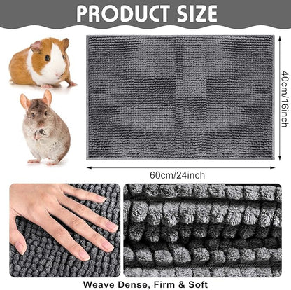 Amylove 4 Pcs Guinea Pig Cage Liner Guinea Pig Bedding Washable Fleece Pee Pads Reusable Small Animals Training Mat Small Animal Sleeping Bed for Bunny Hamster(Dark Gray,16 x 24 Inch)
