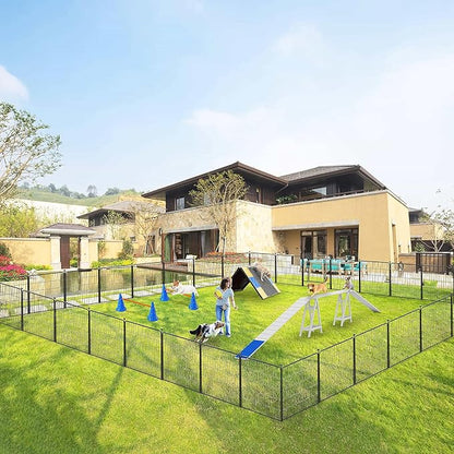 Dog Playpen 32 inch 28 Panels Indoor Outdoor Dog Pen for Medium/Small Dogs Heavy Duty Metal Dog Fence Outdoor for Yard, Puppy Playpen with Door Portable Pet Fence for RV Camping Yard