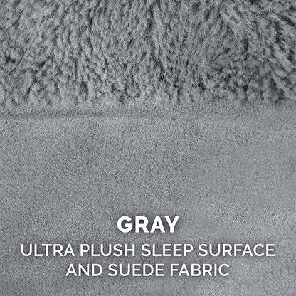 Furhaven Cooling Gel Dog Bed for Large/Medium Dogs w/ Removable Bolsters & Washable Cover, For Dogs Up to 55 lbs - Plush & Suede Sofa - Gray, Large
