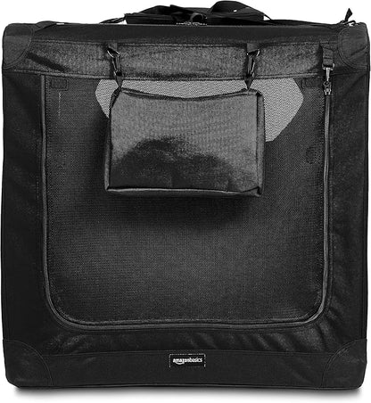 Amazon Basics Folding Portable Soft Pet Dog Crate Carrier Kennel, 42 x 31 x 31 inches, Black