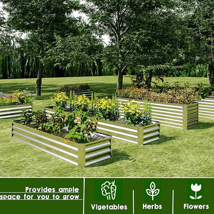 EKX 8x4x2FT Galvanized Raised Garden Bed, Raised Garden Bed Kit-Metal Planter Box Outdoor,Planting for Vegetables, Fruits,Herbs, Flowers-Slive