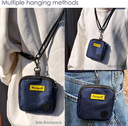 Dog Treat Pouch for Pet Walking and Training with Clicker Poop Bags Small Fanny Zipper Pack Holder for Puppy Snack Dispenser Kit for Leash and Outdoor Use (Blue)