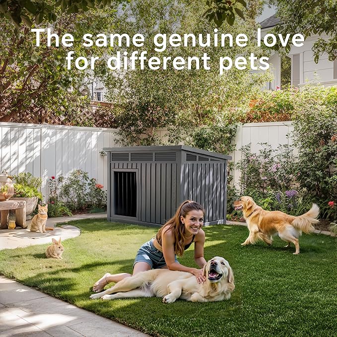 DRATO Dog House for Both Indoor and Outdoor with Weatherproof Roof Removable Floors for Medium to Large Dogs Interior Space (Gray, Medium(32.2 * 25.12 * 24.13''))