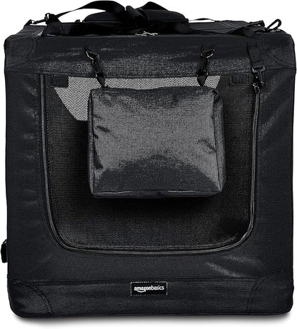 Amazon Basics Folding Portable Soft Pet Dog Crate Carrier Kennel, 36 x 24 x 24 inches, Black