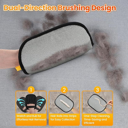 2 Pcs Pet Hair Removal Glove for Cats Dogs, 2025 Upgraded Five-Finger Electrostatic Glove for Deshedding Grooming, Reusable Washable Hair Remover for Furniture Couch Car Seat Carpet Bedding