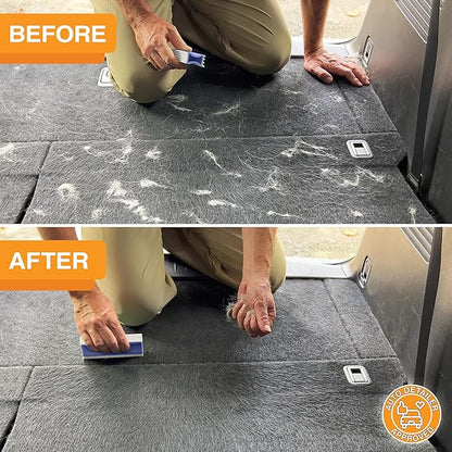 FurDozer X3 MEGA Pet Hair Remover & Auto Detailing Tool - Cat & Dog Hair Remover for Carpet, Car Interior, Couch, Bedding, & Furniture - Reusable Pet Hair Removal Tool for Dog Fur & Lint, 10", Purple